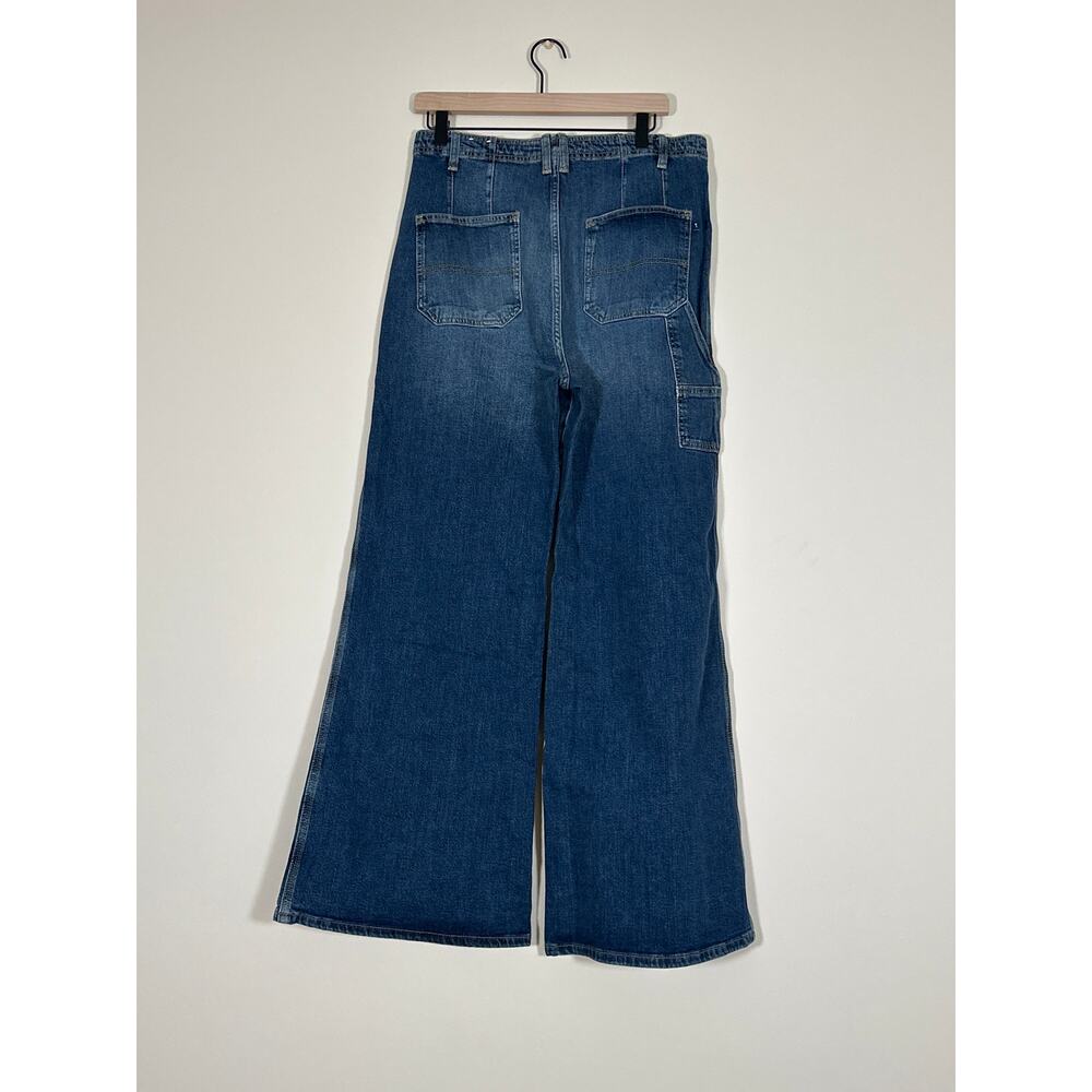 Pilcro Anthropologie Carpenter Wide Leg Jeans Size 31 High Rise Patch Pocket - Picture 3 of 8